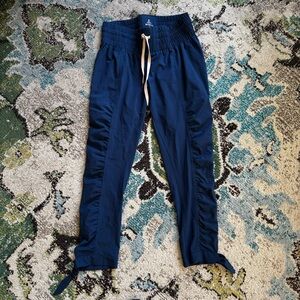 Prana Navy Drawstring Pants with Side Ruching